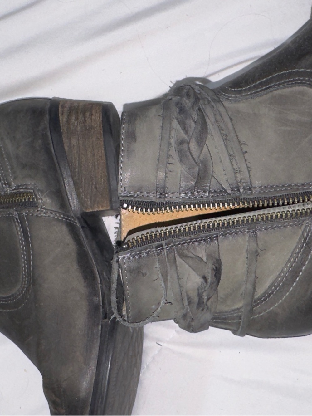 Circle G leather grey ankle Boots w/Braided Wrap straps  size 9 - Picture 10 of 15